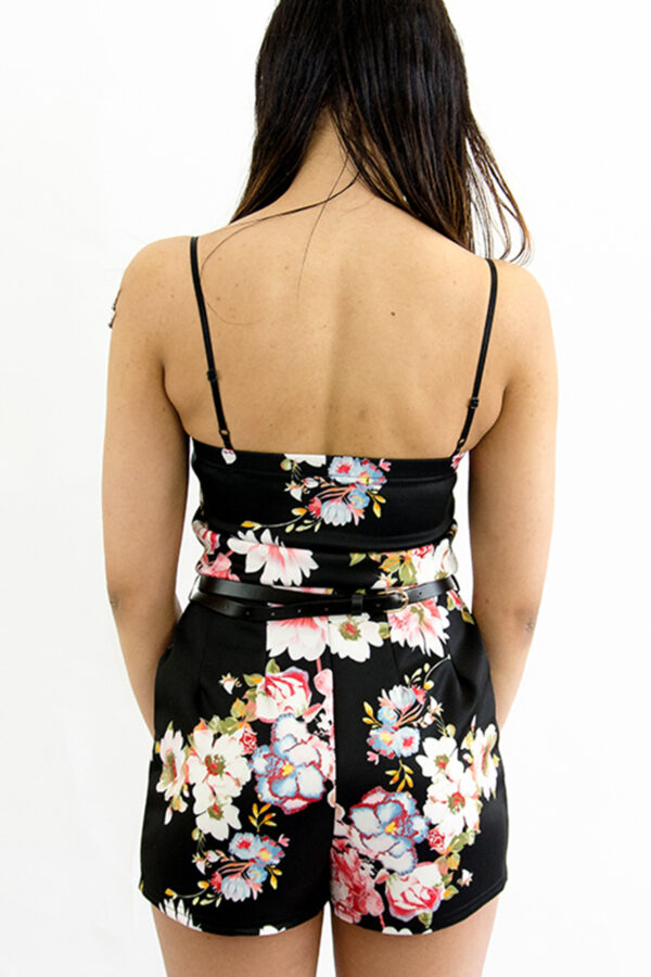 Stylish Floral Belted Playsuit