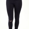 Stylish High Waisted Ripped Knee Jeggings