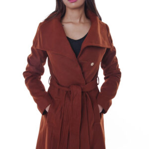 Stylish Rust Belted Coat