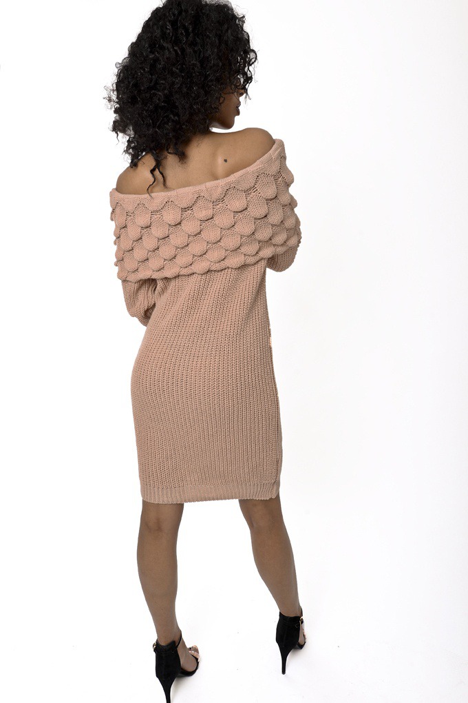 Stylish Off The Shoulder Knitted Dress