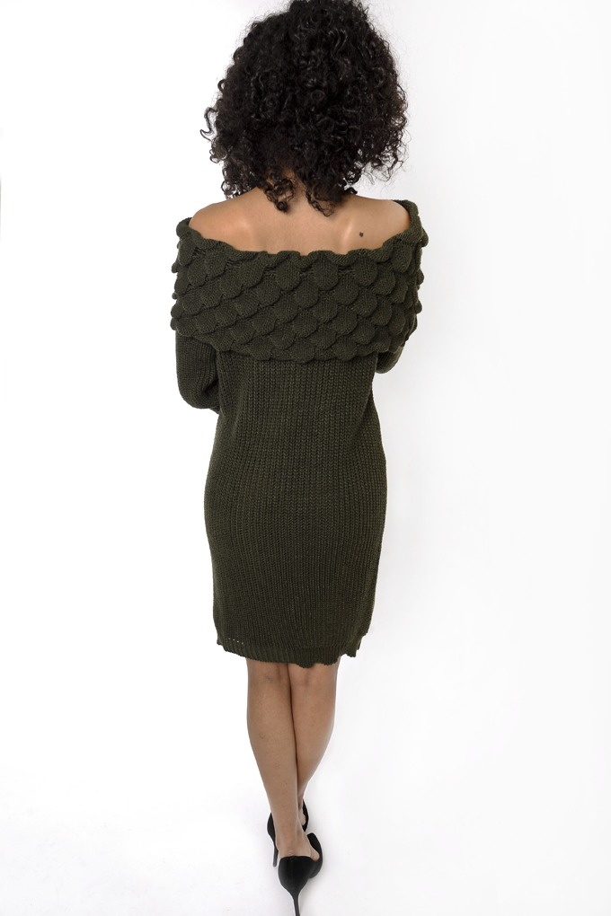 Stylish Off The Shoulder Knitted Dress