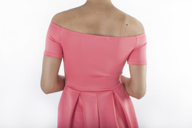 Stylish Cross Shoulder Detail Skater Dress