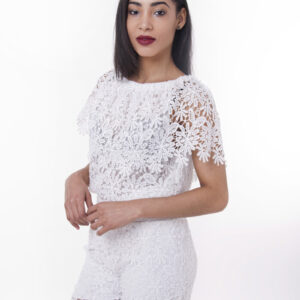 Stylish Two Piece Lace Short and Top Set