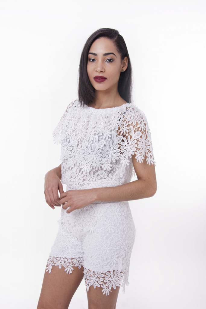 Stylish Two Piece Lace Short and Top Set