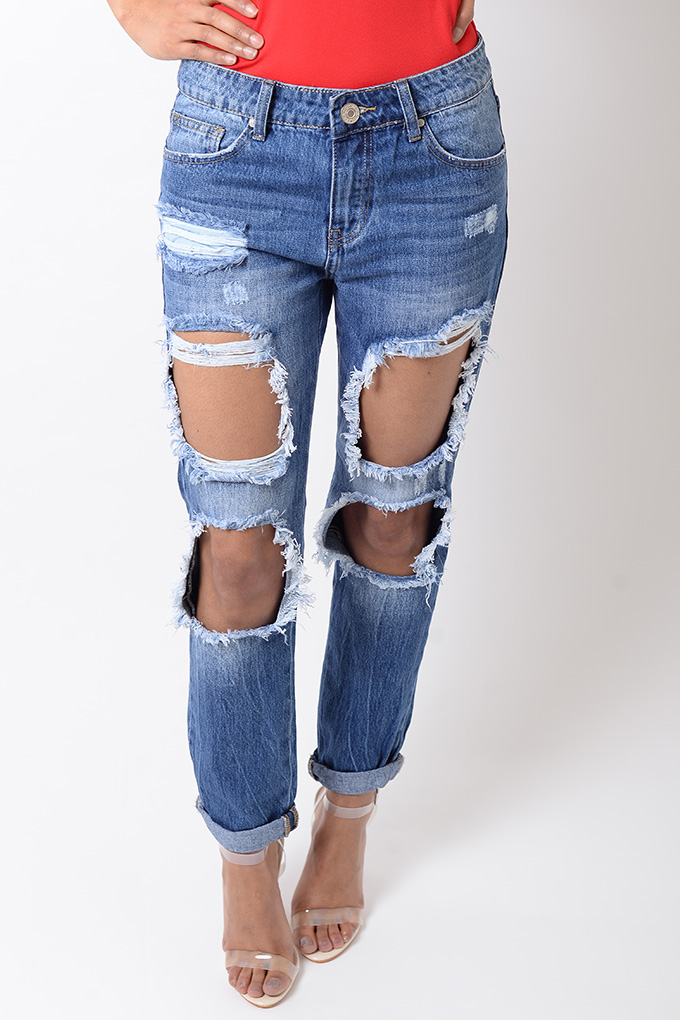 Stylish Blue Ripped Jeans