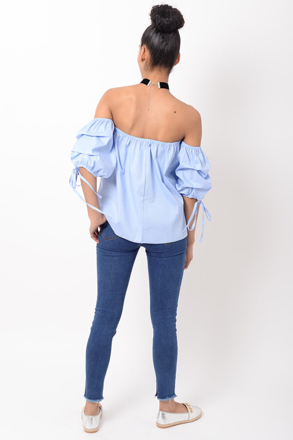 Ruffle sleeve hot sale bardot top