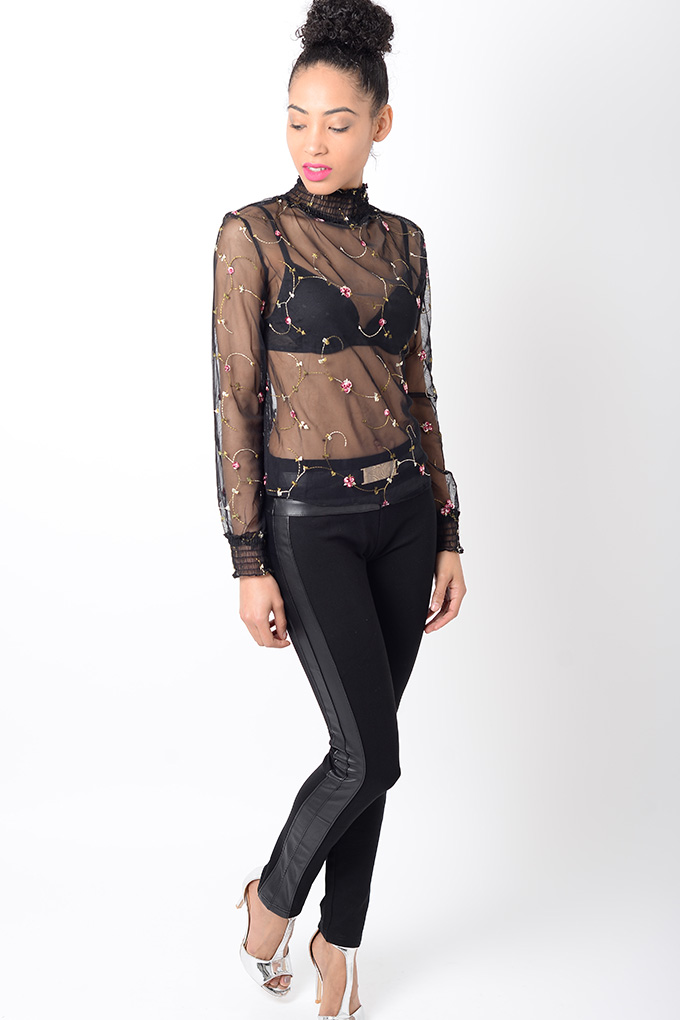 Stylish Floral Sheer Top