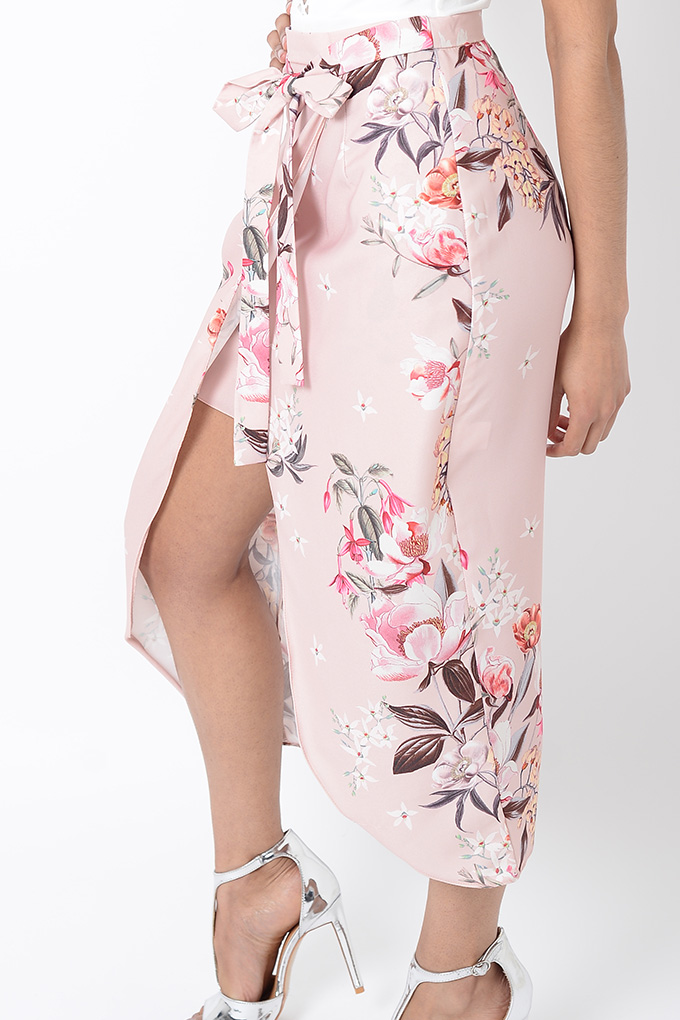 Stylish Floral Wrap Skirt