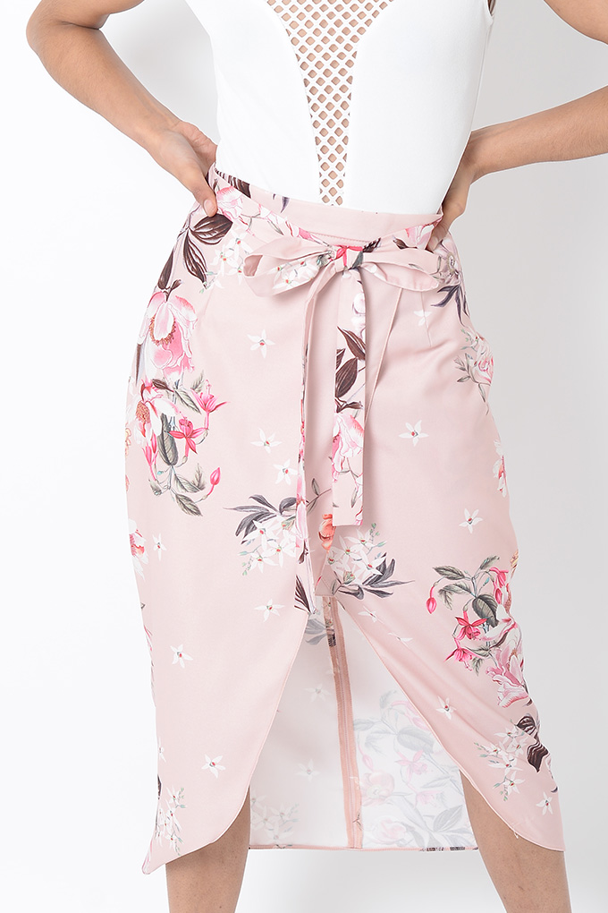 Stylish Floral Wrap Skirt