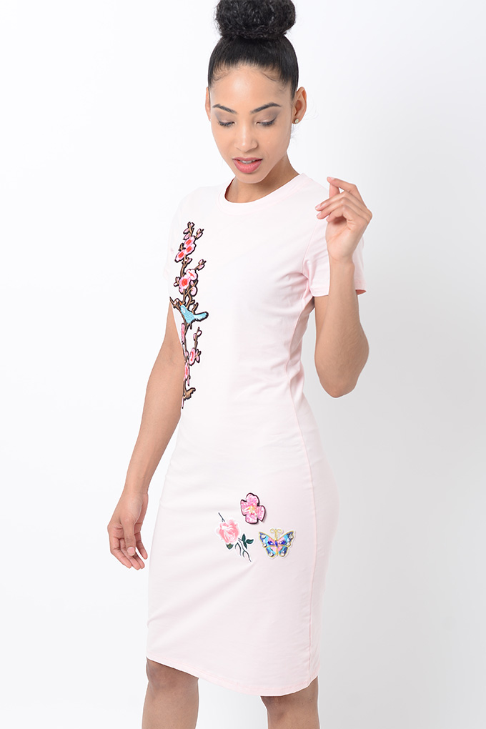Stylish Midi Pink Bodycon Dress