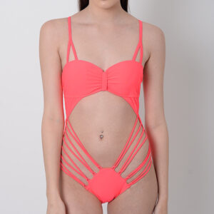 Stylish Pink Cut Out Swimsuit
