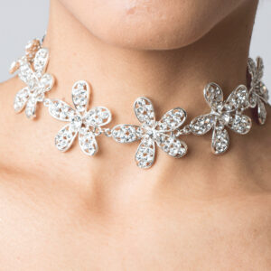 Stylish Silver Diamond Choker Necklace