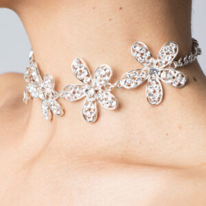 Stylish Silver Diamond Choker Necklace