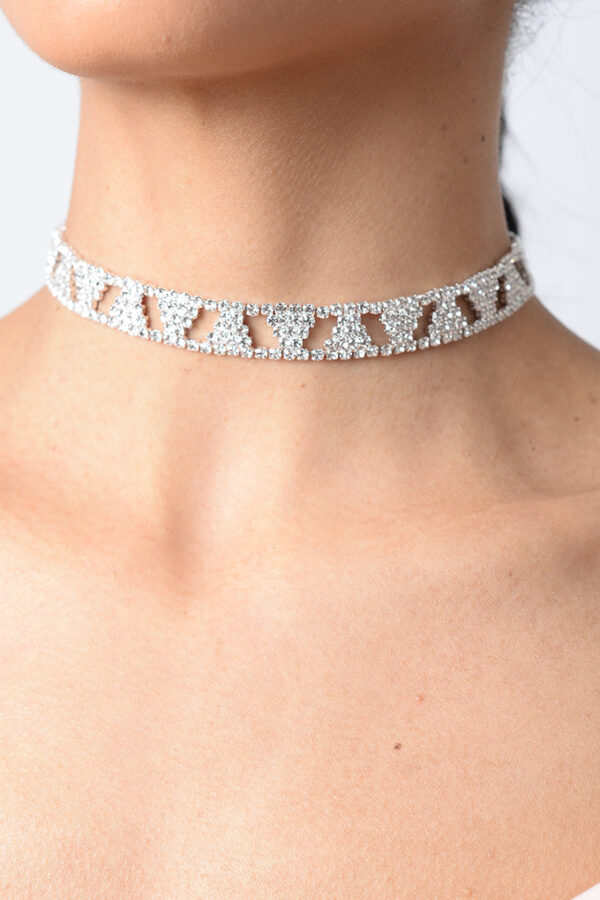 Modern Rhinestone party imitation diamond silver Sparkling choker necklaces  dainty choker