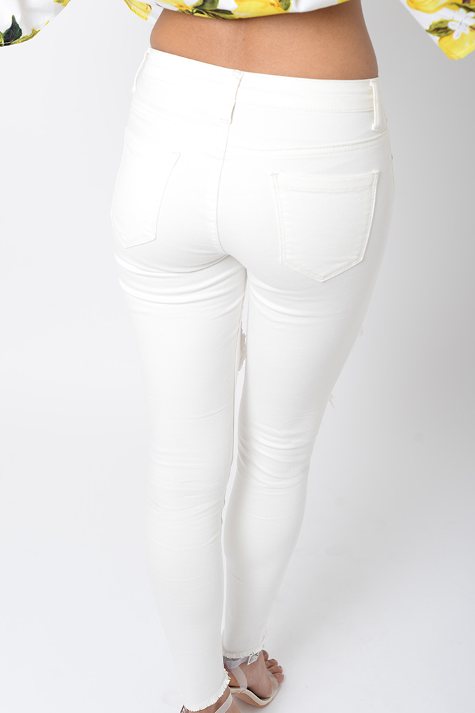 Stylish White Ripped Jeans