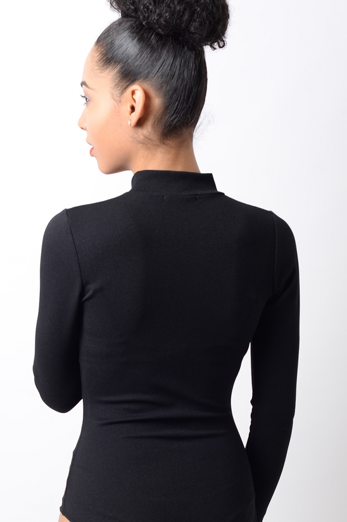 Stylish Long Sleeve Black Bodysuit