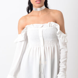 Stylish Off The Shoulder Frill Top