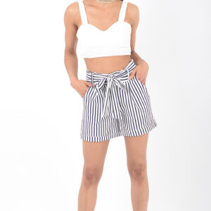 Stylish Blue Stripes High Waisted Shorts