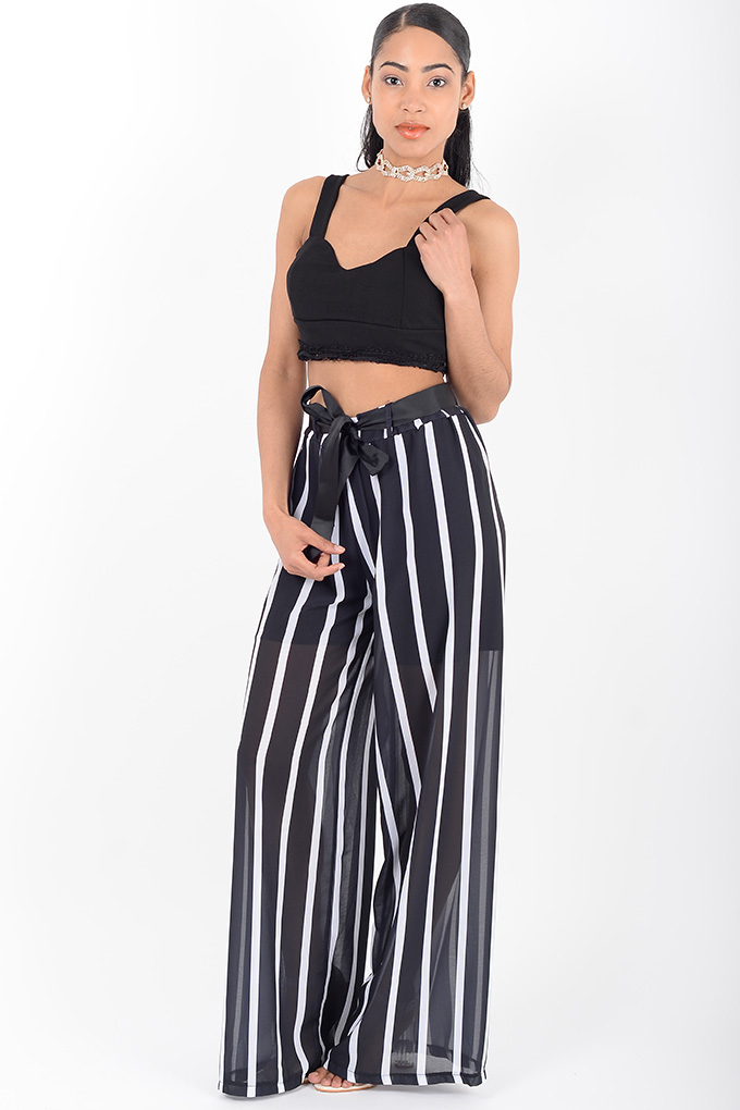 Stylish Striped High Waisted Trousers