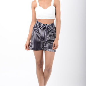 Stylish White Stripes High Waisted Shorts