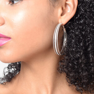 Stylish Double Silver Hoop Earrings