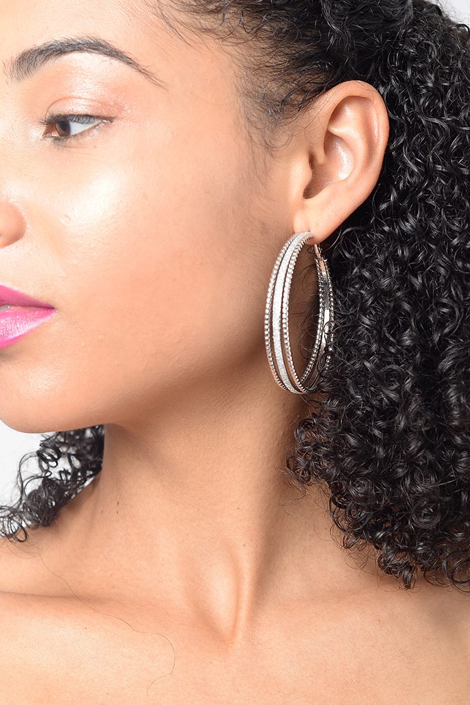 Stylish Double Silver Hoop Earrings
