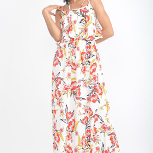 Stylish Layered Floral Print Maxi Dress