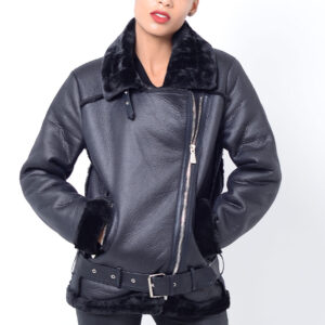 Stylish Black Faux Fur Biker Jacket