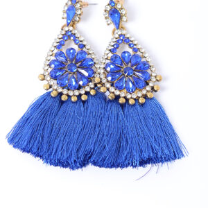 Stylish Royal Blue Tassel Earrings